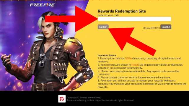 How to redeem Garena Free Fire codes