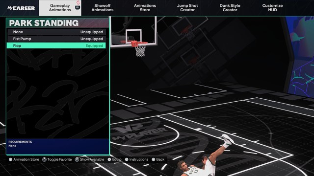 How to equip the flop animation in NBA 2K25.