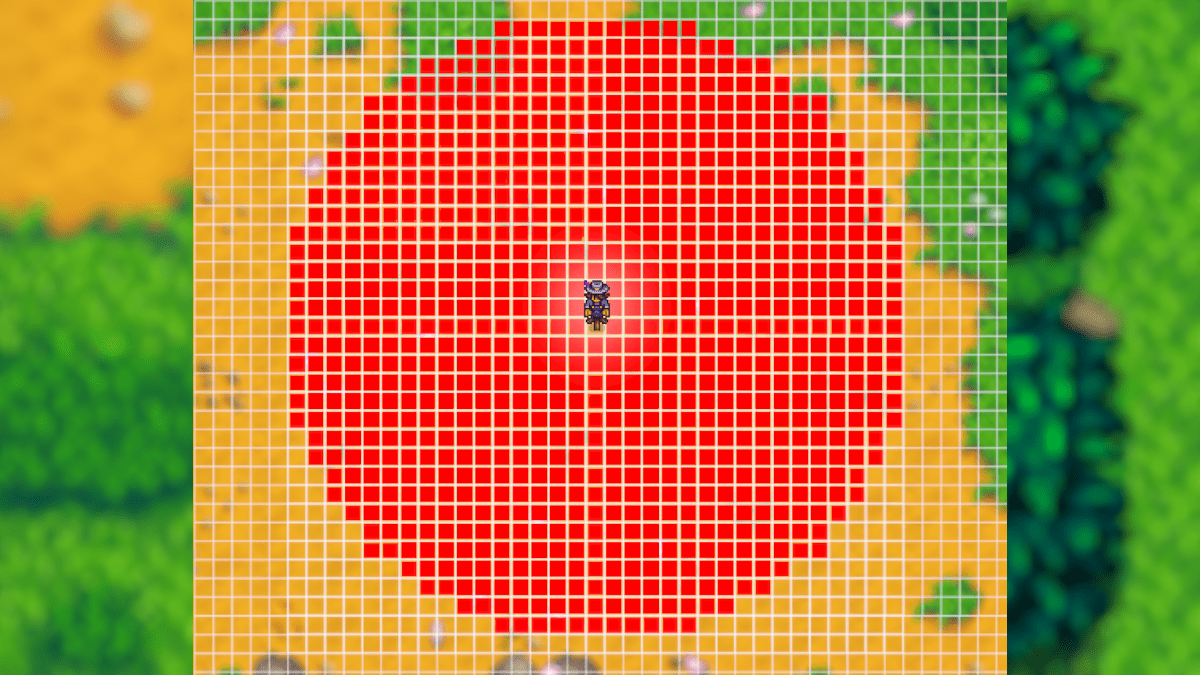 Deluxe Scarecrow has a radius of 16 in Stardew Valley