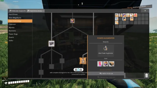 how to unlock Alien Power Augmenter in Satisfactory 1.0