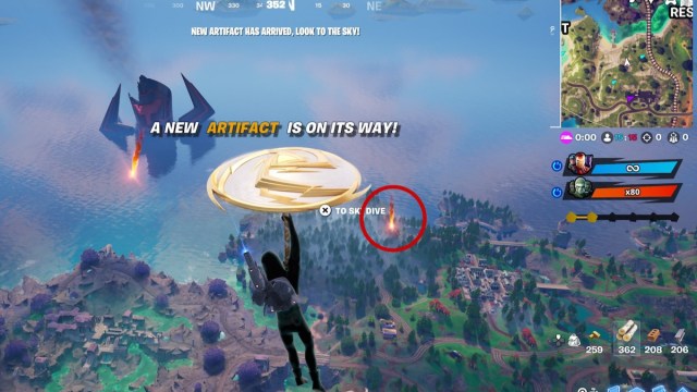 Day of Doom Artifact in Fortnite, map and location highlighted