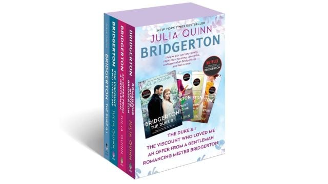 The Bridgerton box set book covers by Julia Quinn for Amazon Prime Day deals.