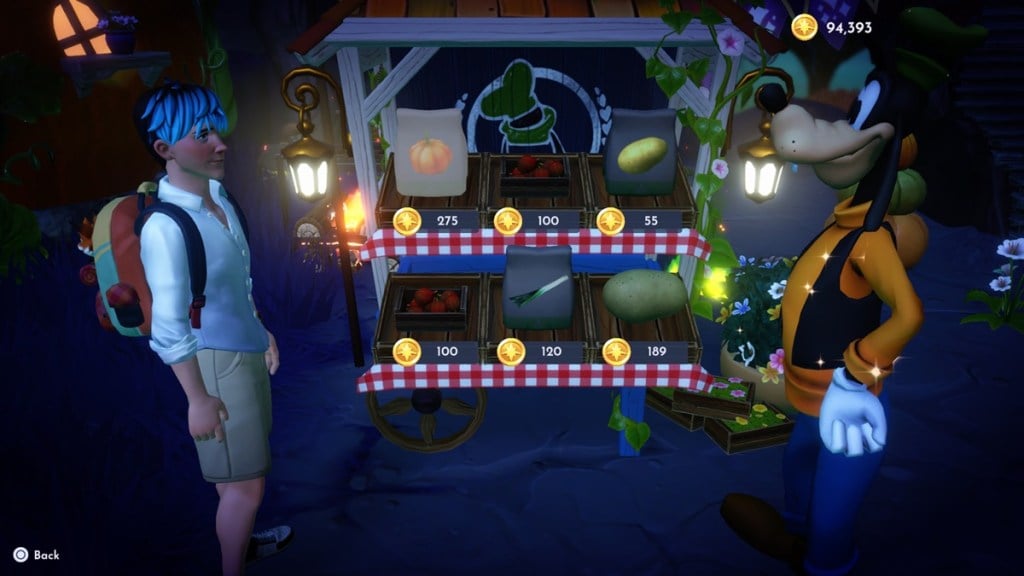 Buy pumpkin seeds from Goofy in Disney Dreamlight Valley