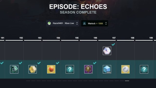 Destiny 2 Episode Echoes Season Rewards