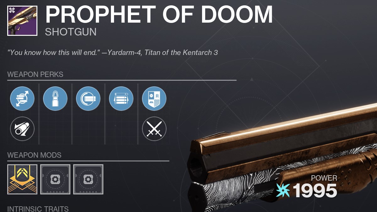 Destiny 2 Prophet of Doom Example Build