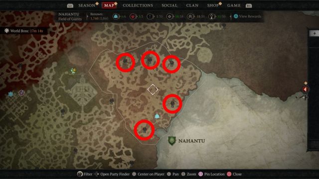 Diablo 4 Vessel of Hatred Field of Giants Tenets of Akarat locations