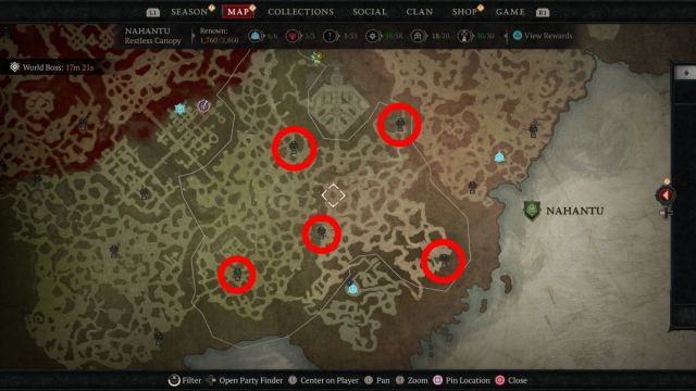 Diablo 4 Vessel of Hatred Restless Canopy Tenets of Akarat locations