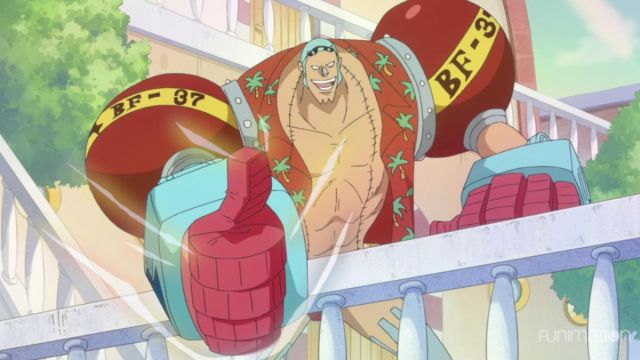 Franky giving a thumbs up in the One Piece anime.