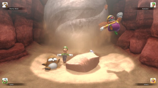 Super Mario Party Jamboree running from a boulder.