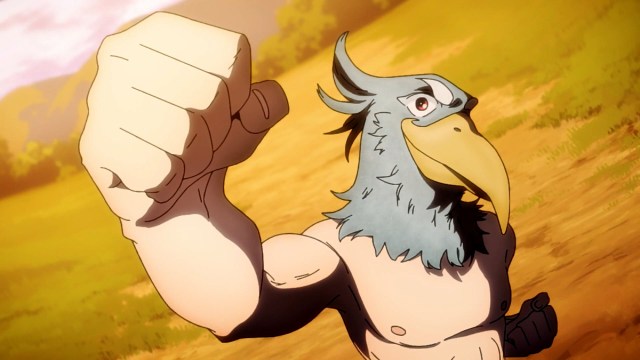 Sunraku raising his hand in Shangri-La Frontier