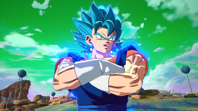 Super Saiyan Blue Vegito, as he appears in Dragon Ball Sparking Zero. 