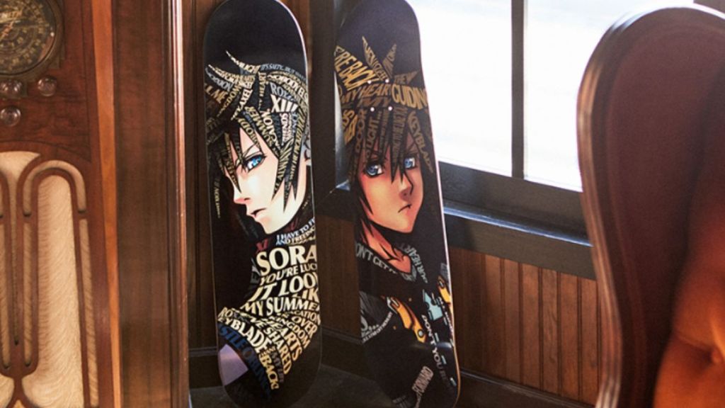 Official Kingdom Hearts Sora and Roxas skateboard decks.