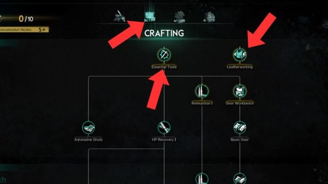 The Memetic Specializations required for Leftover production in Once Human, highlighted by arrows. 