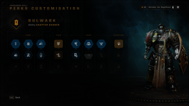 Space Marine 2 Bulwark skill tree.