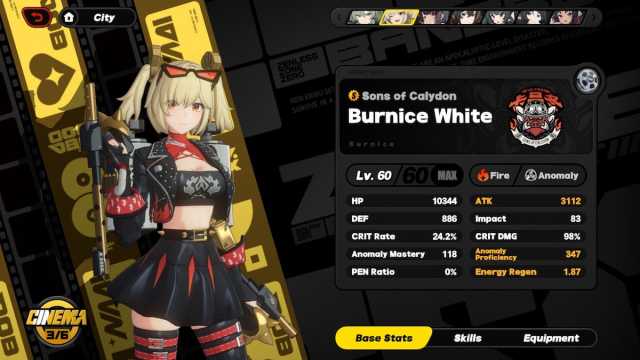 Burnice's stats - Zenless Zone Zero