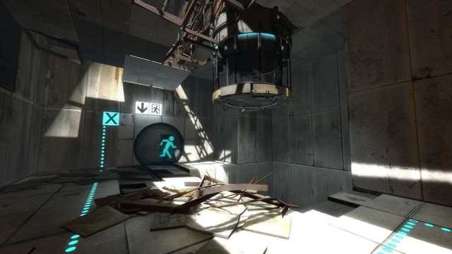 A room in the Portal 2 video game.