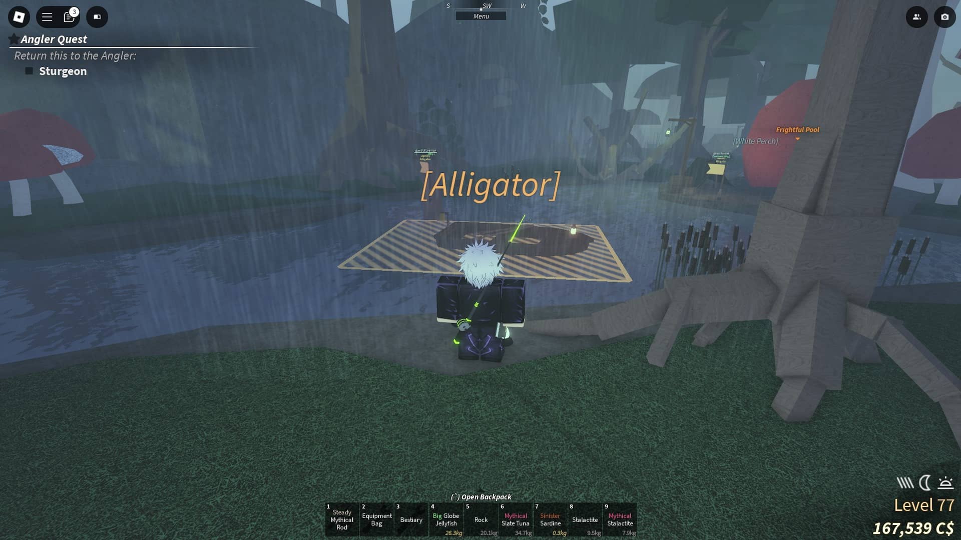 Mushgrove Swamp alligator spot in the Fisch Roblox experience