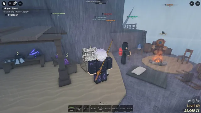 Player buying Crab Cages in the Desolate Pocket in Fisch Roblox