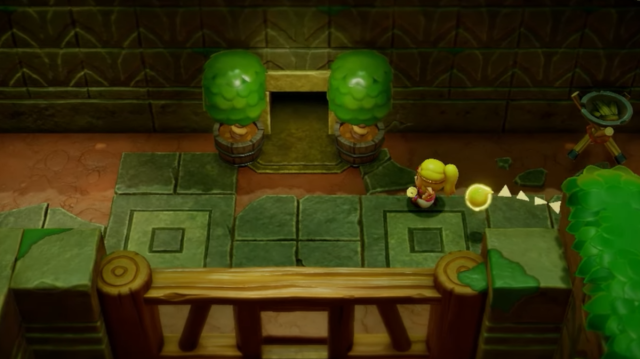 Concealed door to the room that holds the Heart Piece in the Deku Scrub Lockup in Zelda: Echoes of Wisdom