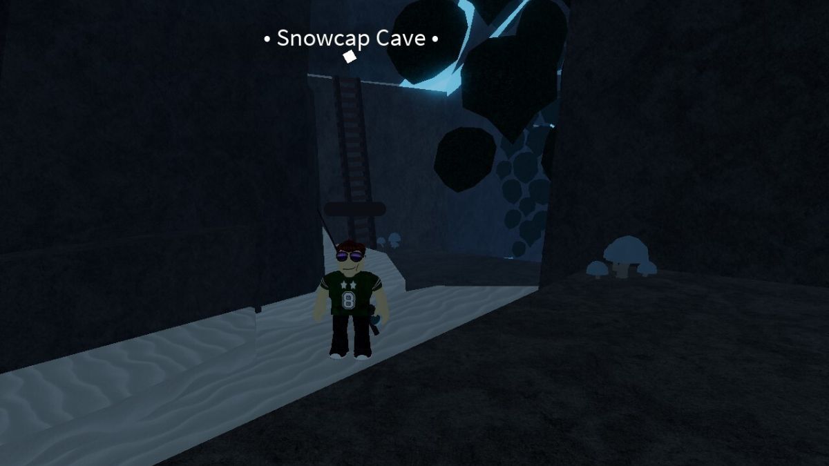 Snowcap secret cave in Fisch Roblox