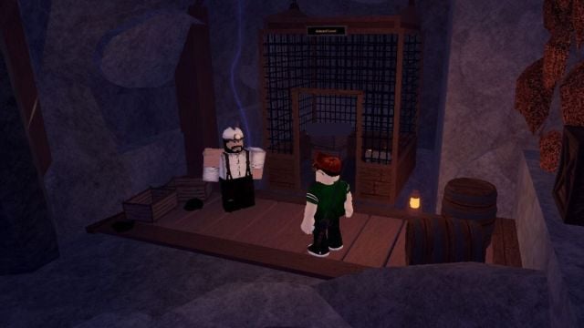 Miner NPC near elevator in Fisch Roblox