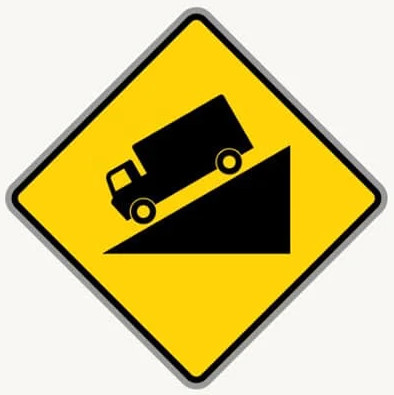 Hill Ahead road sign in the BitLife driving test