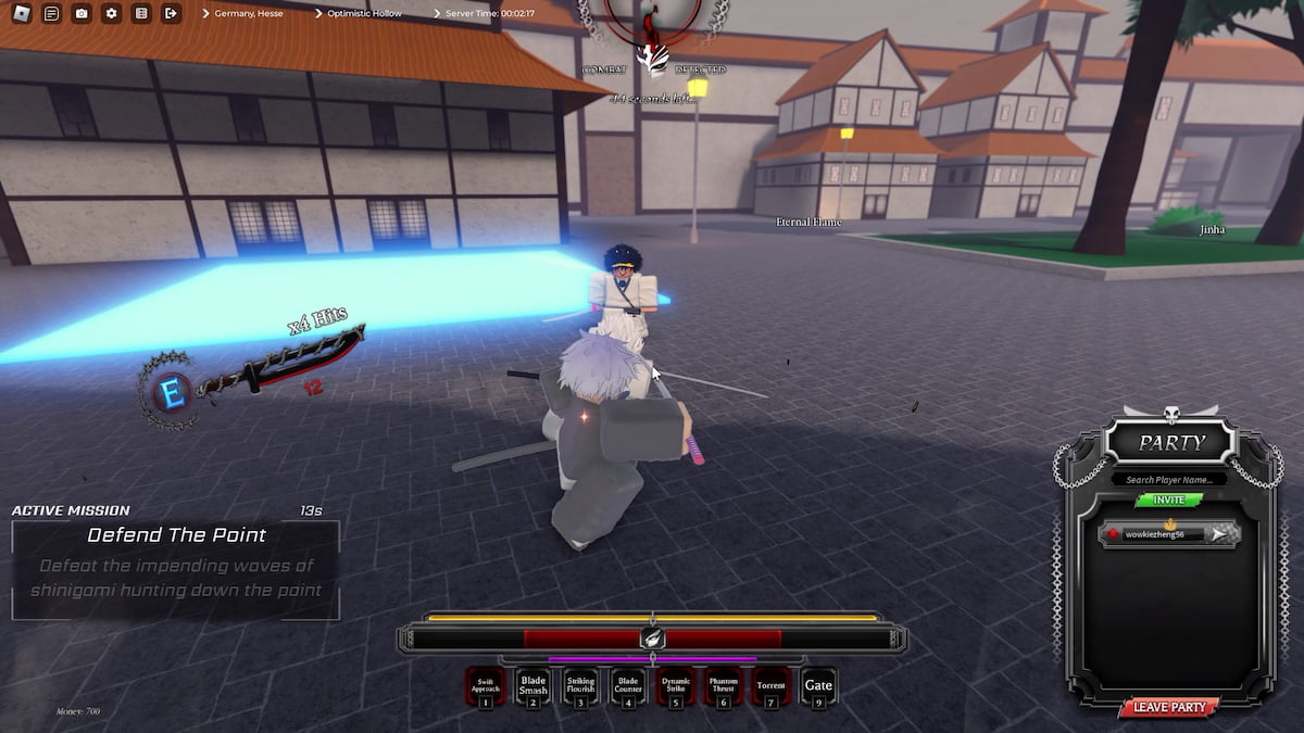 Player doing a defend the point mission in Paradox Roblox experience