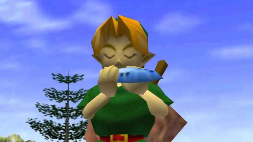 Link playing his Ocarina in Ocarina of Time