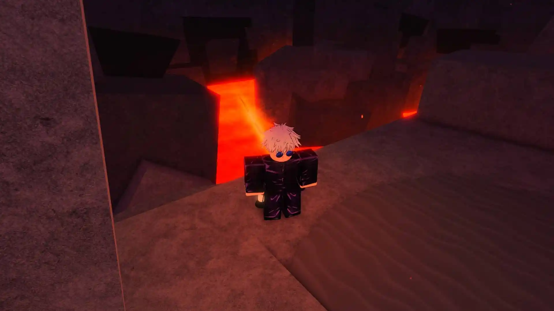 Player in the Roslit Volcano in the Fisch Roblox experience