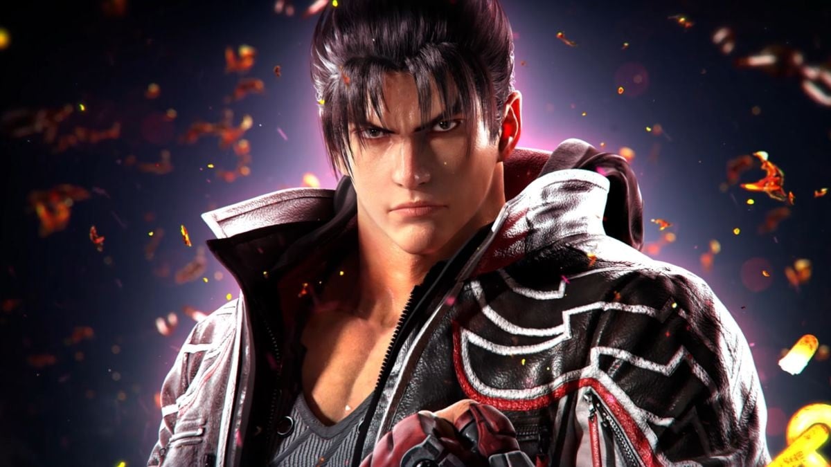 Tekken: Jin Kazama looking mean in a black leather jacket.