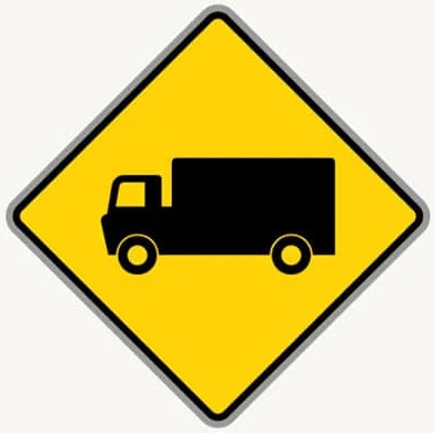 Truck Crossing road sign in the BitLife driving test