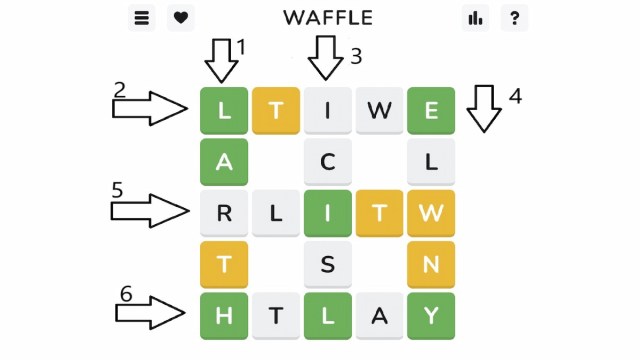 Screenshot showcasing how to play Waffle. 