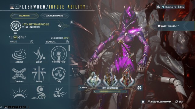 Warframe Helminth menu