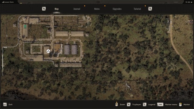 An image of Army Warehouses key and code locations in Stalker 2