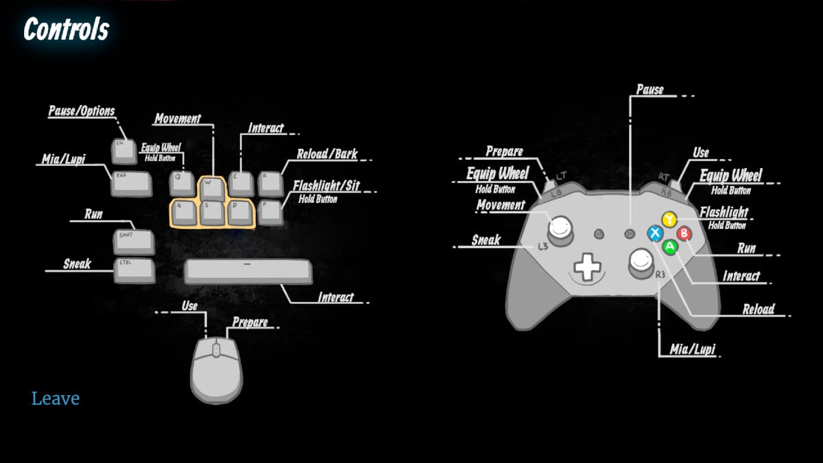 Enigma of Fear Control Screen