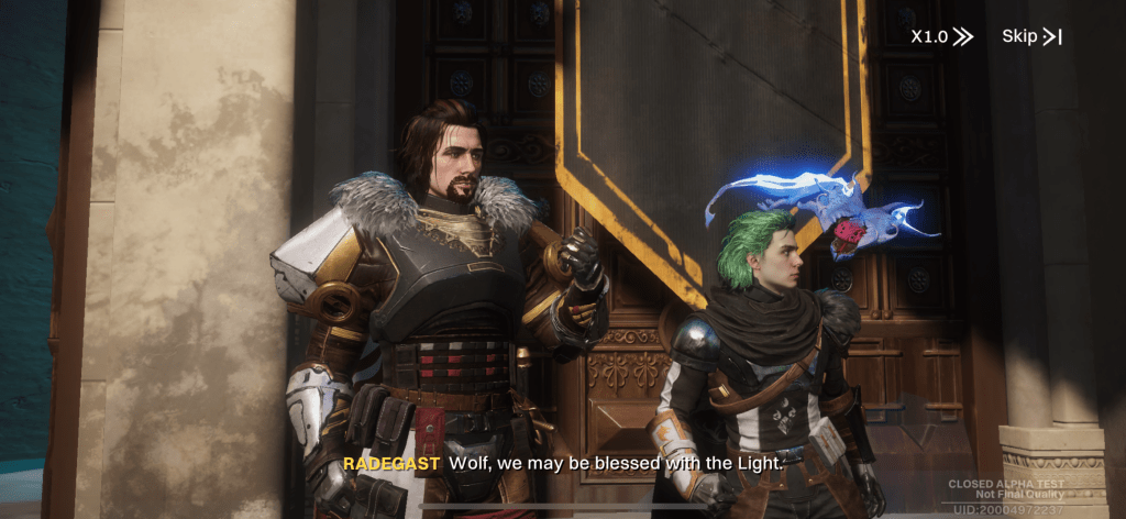 Wolf and Radaghast in Haven in Destiny: Rising.