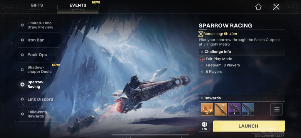 Sparrow League in Destiny: Rising