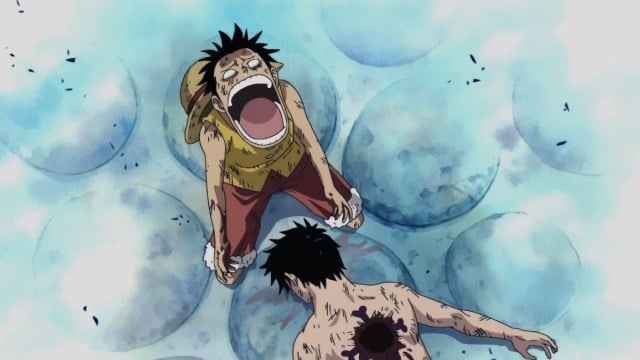 Luffy grieving Ace's Death in One Piece