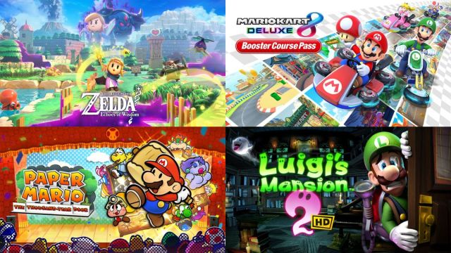 Nintendo's best-selling games of Q2: Zelda: Echoes of Wisdom, Mario Kart 8 Deluxe, Luigi's Mansion 2 HD, and Paper Mario: The Thousand-Year Door.