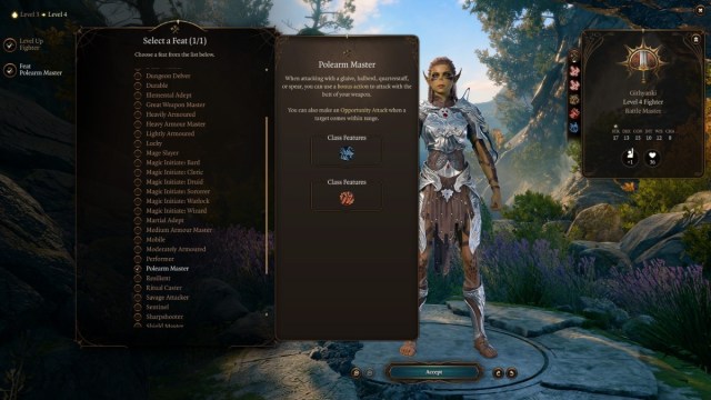 Polearm Master feat for Lae'zel in Baldur’s Gate 3