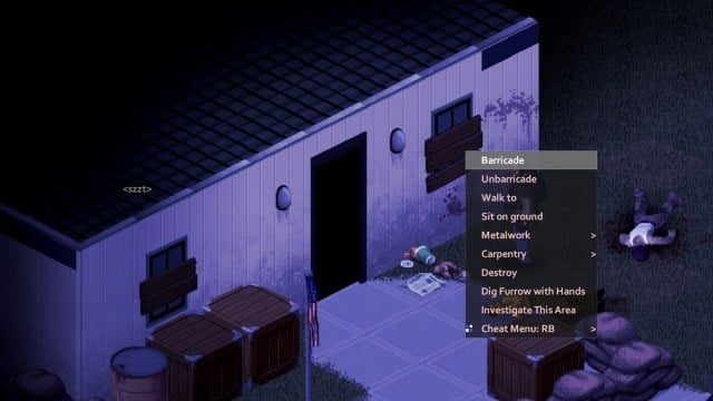 A screenshot of the barricade option in Project Zomboid B41.