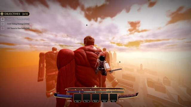 A player attacks the Rumbling in Attack on Titan: Revolution