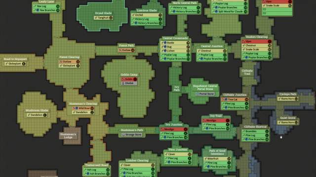 Brighter Shores Hopeforest middle section map