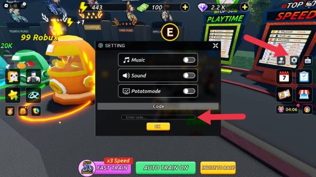 How to redeem codes in Bike League through the Settings menu