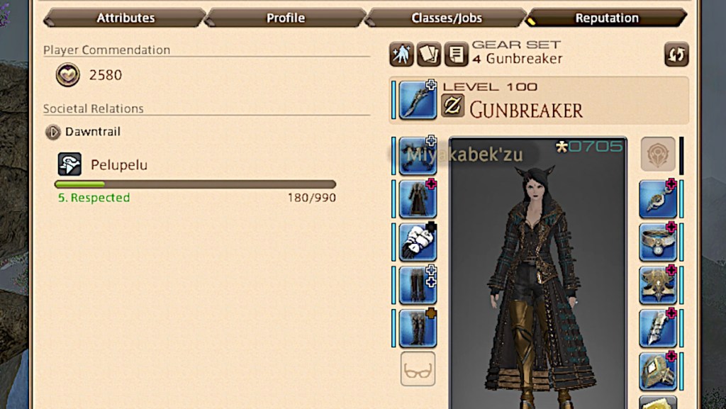 Respected rank with the Pelupelu in Final Fantasy XIV