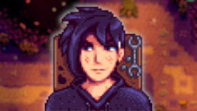 Sebastian in Fall in Stardew Valley