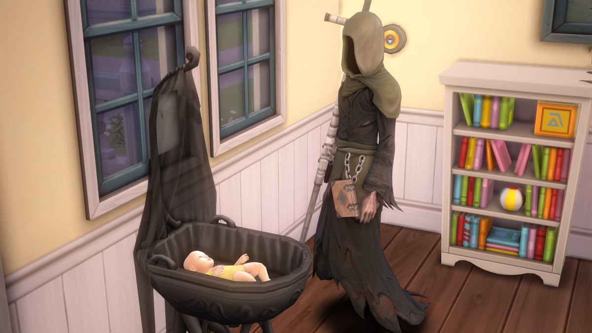 The Grim Reaper and his baby in Sims 4