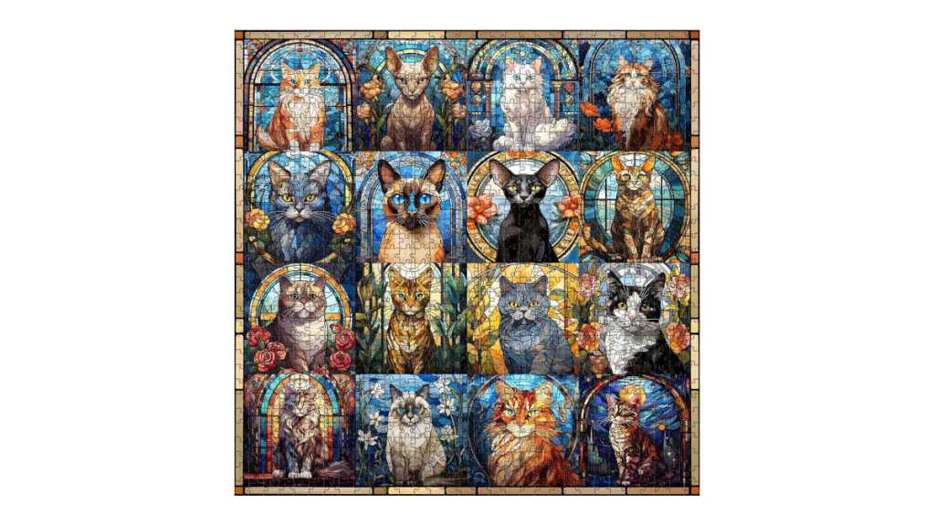 Stained glass cats collage jigsaw puzzle