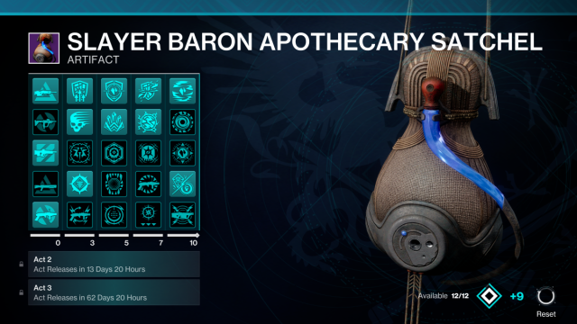 Destiny 2's Slayer Baron Apothecary Satchel Artifact.