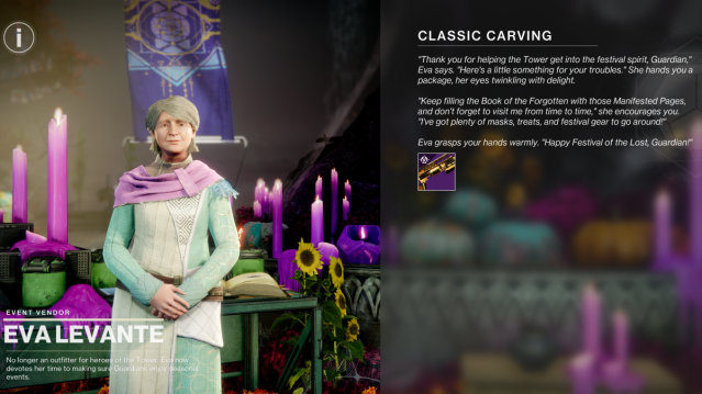 Eva Levante's Classic Carving Quest in Destiny 2.